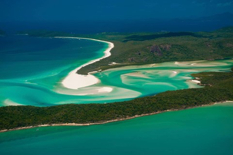 Aerial view of Whitehaven in the Whitsunday Islands