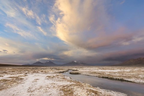 Mountains and clouds in the evening light