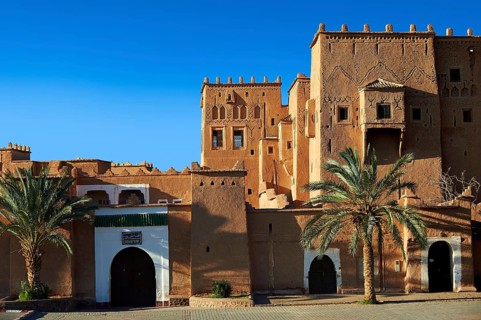 Exterior of the mud brick Taourirt Kasbah built by Pasha Glaoui
