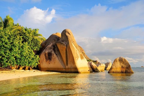 Granite rocks on the beach Anse Source d'Argent