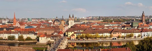 Overview of Wurzburg with old Main bridge