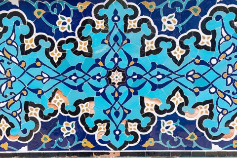 Close-up of tile patterns at Shah-i-Zinda Necropolis