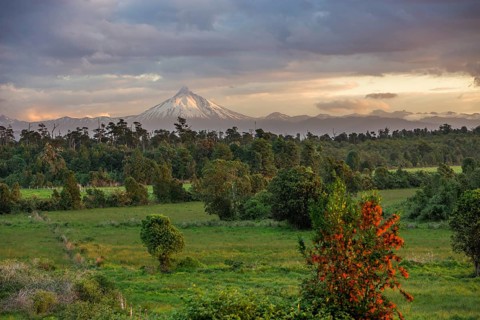 Puyehue volcano in the evening light