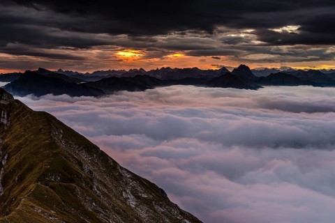 Summit of the Kanisfluh with cloud cover below