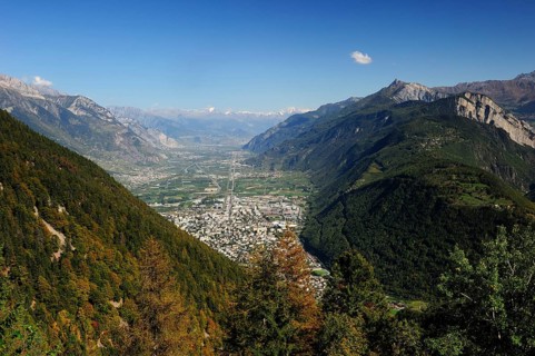 The view of the Rhone valley from Martigny to Sierre and Leukerbad