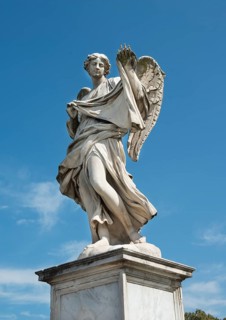 Angel statue with a napkin on the Ponte Sant'Angelo