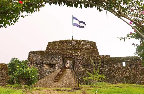 Castle with national flag