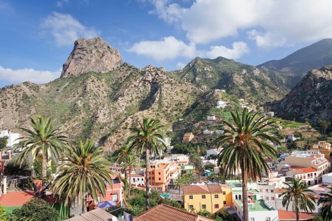 View across Vallehermoso to the Roque Cano