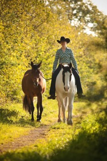 Female western rider on a Paint Horse