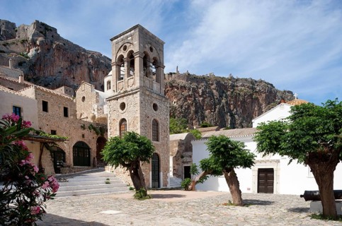 Bell tower of the Byzantine Greek Orthodox Church of Christos Elkomenos