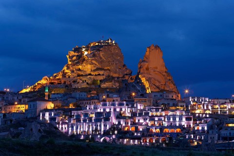 Townscape with rock castle