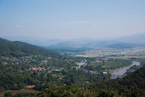View of the small town of Thaton with the Kok River or Mae Nam Kok River