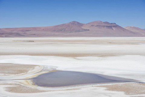 Salt lake on the road to Argentina