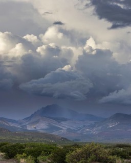 Rainy weather over the mountains in the evening