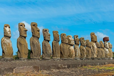 Row of Moai statues