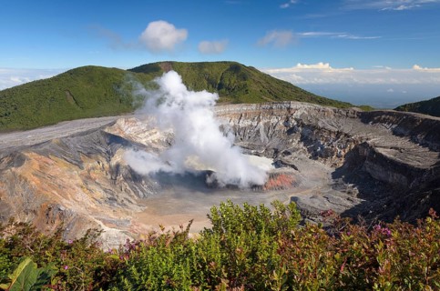 Poas volcano with plume