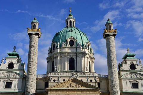 Baroque Karlskirche church designed by Johann Bernhard Fischer von Erlach