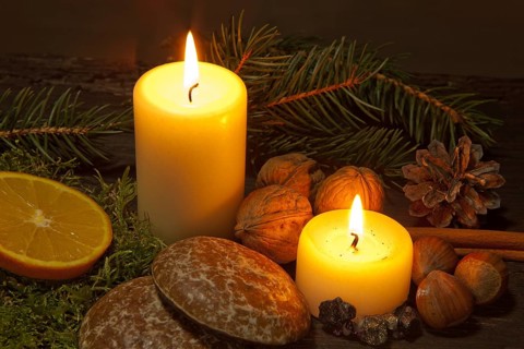 Christmas still life with candlelight