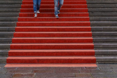 Red carpet on the steps of the Konzerthaus Berlin concert hall