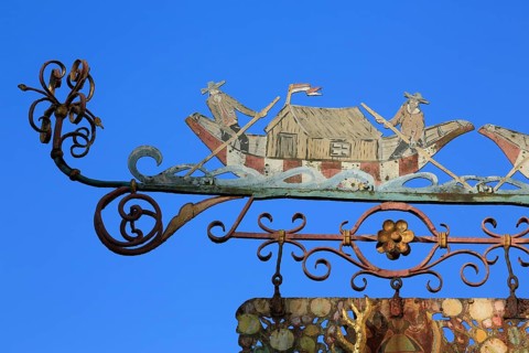 Hanging sign on Kernhaus building