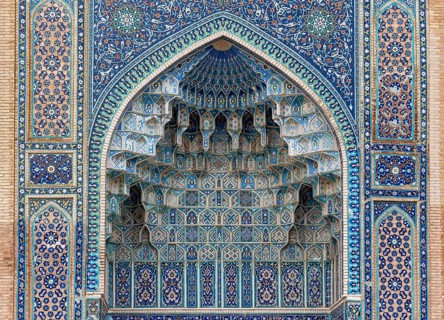 Decorative muqarnas of the iwan entrance of Gur-e-Amir