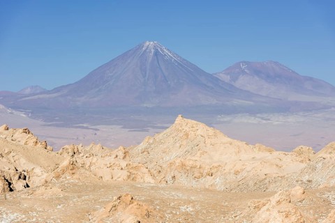 Volcano Licancabur from Valle de la Luna or Valley of the Moon from San Pedro de Atacama