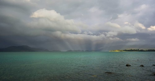 Evening mood with storm clouds above Lago Puyehue