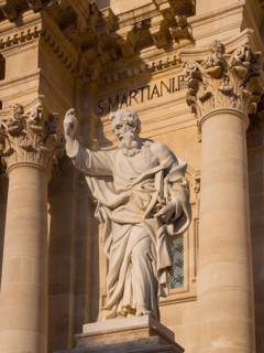 Sculpture in front of the baroque cathedral