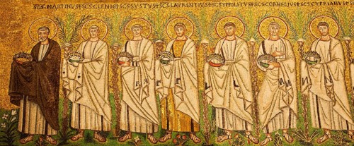 Detail from the mosaic Procession of the Martyrs