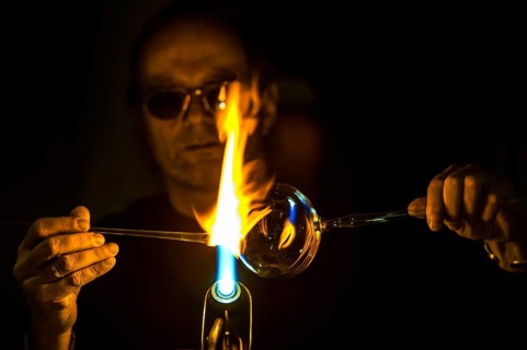 Glassblower at work