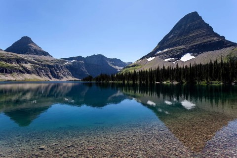 Hidden Lake with Reynolds Mountains and Bearhat Mountains