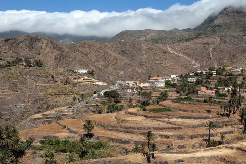 View of terraced fields and Alojera