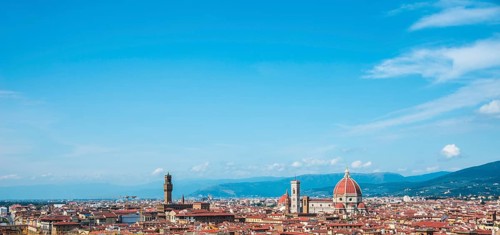 City panorama with Florence Cathedral with the dome by Brunelleschi
