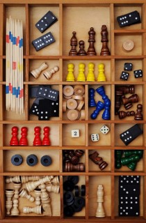 Wooden figures of board games
