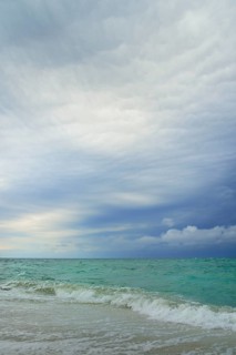 Storm clouds over the choppy sea