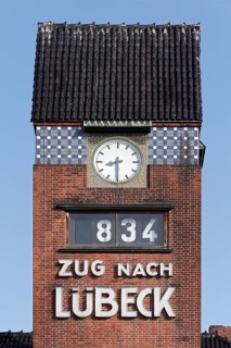 Clock tower with departure indication