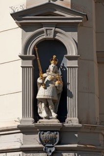 Sculpture of Justinian I. on the baroque town hall
