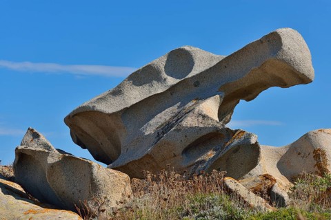 Bizzarre rock formation on one of the Lavezzi Islands or Iles Lavezzi in Bonifacio