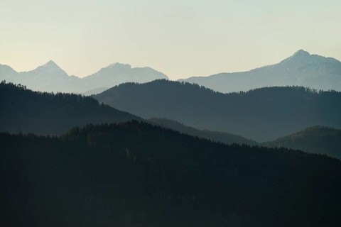 Mountain ranges in the haze