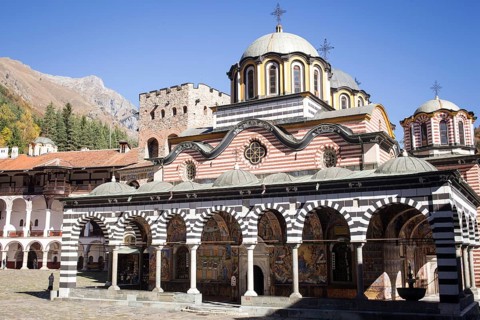 Courtyard with abbey church