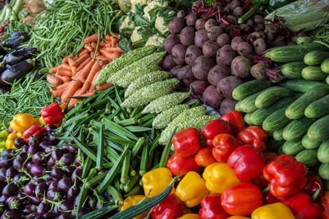 Market stall with okra