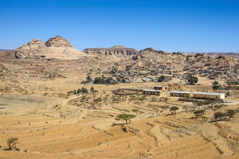 Mountain landscape along the road from Asmarra to Qohaito