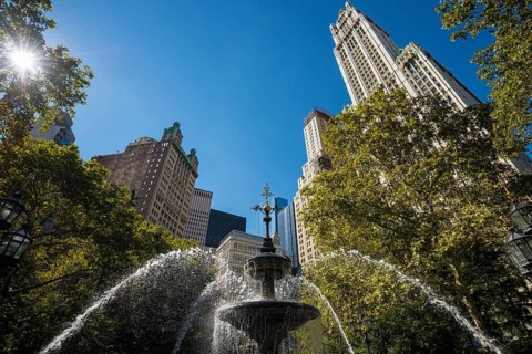 City Hall Park and the Woolworth Building