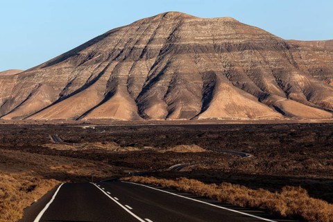 Road through a lava field