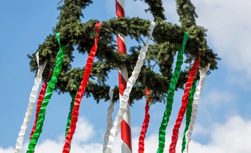 Maypole erected by the volunteers' fire department