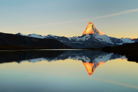 Matterhorn reflected in lake Stellisee
