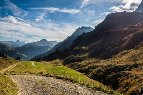 Mountain road and Allgau Alps