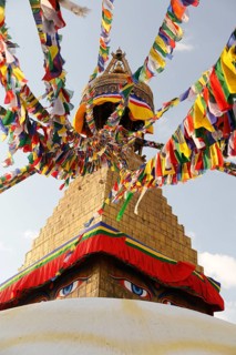 Eyes under the prayer flags