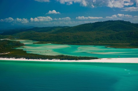 Aerial view of Whitehaven in the Whitsunday Islands