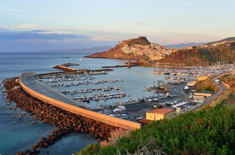 Evening mood over the harbour and the town
